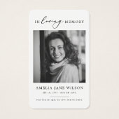 写真モダン悔やみや弔慰葬儀記念祈りの言葉カード (正面)