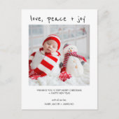 写真モダン愛の平和の喜びクリスマスポストカード ポストカード (正面)