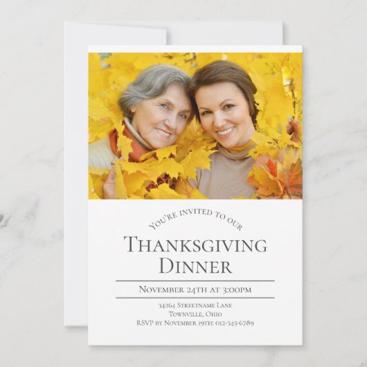 写真モダン感謝祭 招待状 (正面)