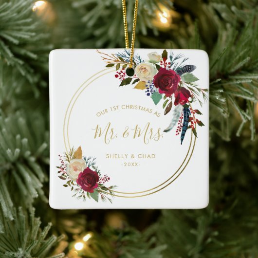 写真モダン我々のエレガント初めてのクリスマス セラミックオーナメント (ツリー)