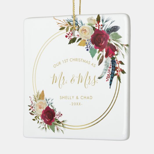 写真モダン我々のエレガント初めてのクリスマス セラミックオーナメント (左)