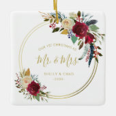 写真モダン我々のエレガント初めてのクリスマス セラミックオーナメント (正面)