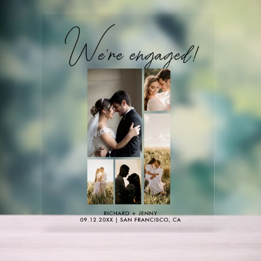 写真モダン我々はアクリル婚約した婚約 アクリルサイン (ニュートラル)