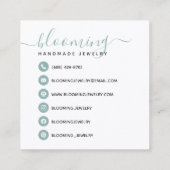 写真モダン手作りジュエリー台本ソーシャルメディア スクエア名刺 (裏面)