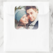 写真モダン手書きスクリプトカスタムウェディング スクエアシール (バッグ)