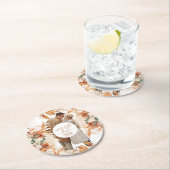 写真モダン手書きスクリプト日付の保存 ラウンドペーパーコースター (インサイチュ)