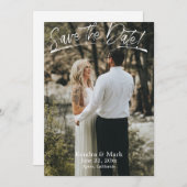 写真モダン手書き日付の保存 招待状 (正面/裏面)