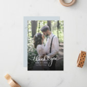 写真モダン手書き結婚による感謝 ノートカード (正面/裏面インサイチュ)