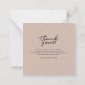 写真モダン手書き結婚による感謝 ノートカード (裏面)