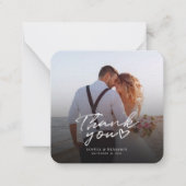 写真モダン手書き結婚による感謝 ノートカード (正面)