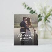 写真モダン手書き結婚による感謝 ポストカード (スタンド正面)