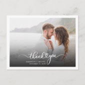 写真モダン手書き結婚の感謝 ポストカード (正面)