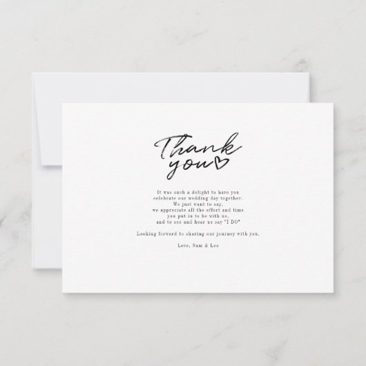 写真モダン手書き結婚の サンキューカード (裏面)