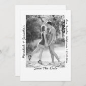 写真モダン手書き結婚の セーブザデート (正面/裏面)