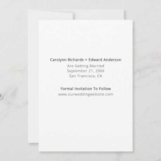 写真モダン手書き結婚式の日付を保存 セーブザデート (裏面)