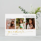 写真モダン手書大学院白書 箔招待状 (立ち正面)