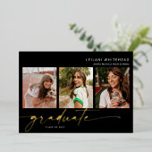 写真モダン手書大学院黒 箔招待状 (立ち正面)