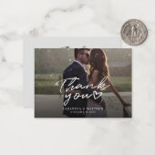 写真モダン手書式の結婚式の日 ノートカード (正面/裏面インサイチュ)