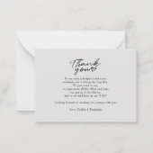 写真モダン手書式の結婚式の日 ノートカード (裏面)