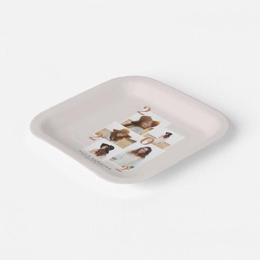 写真モダン数々のグラフィック幾何学的テラコッタ ペーパープレート (傾斜あり)