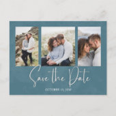 写真モダン数々のシンプルの青い書道のスクリプト ポストカード (正面)