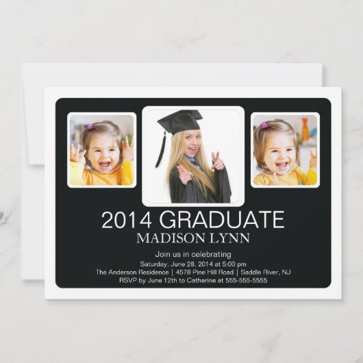 写真モダン数々の卒業党招待状 招待状 (正面)