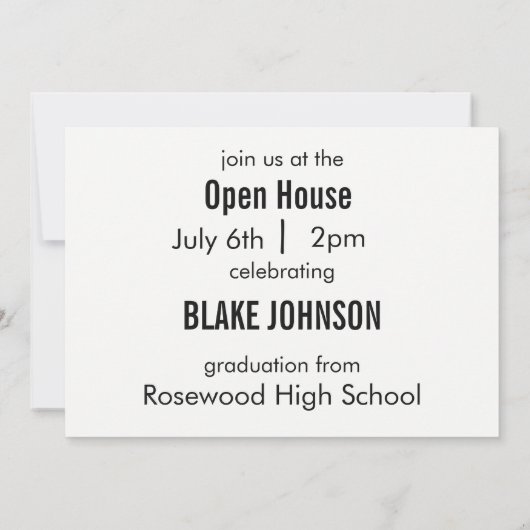 写真モダン数々の卒業発表オープンハウス 招待状 (裏面)