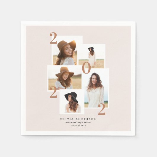 写真モダン数々の図幾何学テラコッタ スタンダードカクテルナプキン (正面)