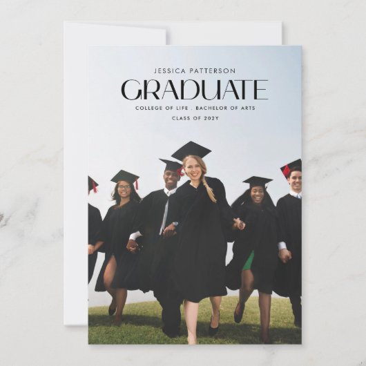 写真モダン数々の大学卒業式 案内状 (正面)