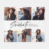 写真モダン数々の白黒台本の卒業f フリースブランケット (正面(横))