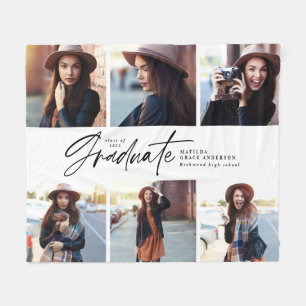 写真モダン数々の白黒台本の卒業f フリースブランケット