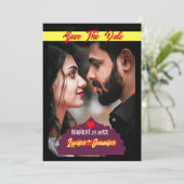 写真モダン文字の個人用間引き 招待状 (スタンド正面)