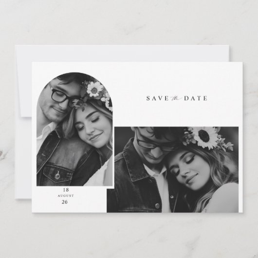 写真モダン文字ウェディングの日付を保存 セーブザデート (正面)