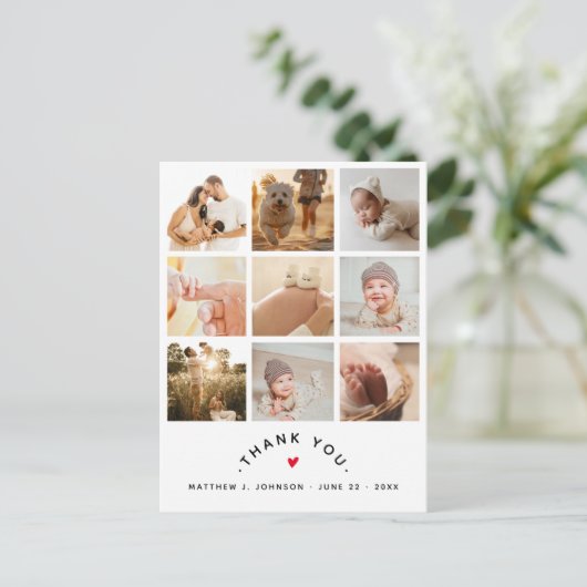 写真モダン新生児数々の家族ありがとう ポストカード (スタンド正面)