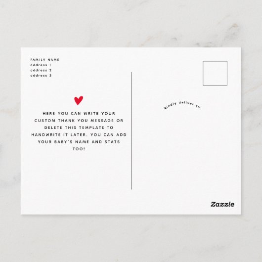 写真モダン新生児数々の家族ありがとう ポストカード (裏面)