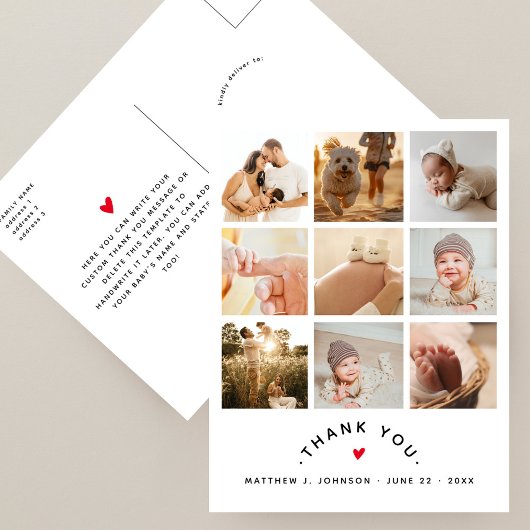 写真モダン新生児数々の家族ありがとう ポストカード