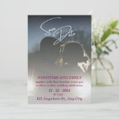 写真モダン日付のカー結婚ドを保存 招待状 (スタンド正面)