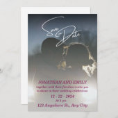 写真モダン日付のカー結婚ドを保存 招待状 (正面/裏面)