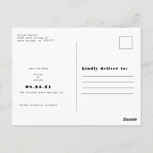 写真モダン日付のポストカードを保存 ポストカード (裏面)