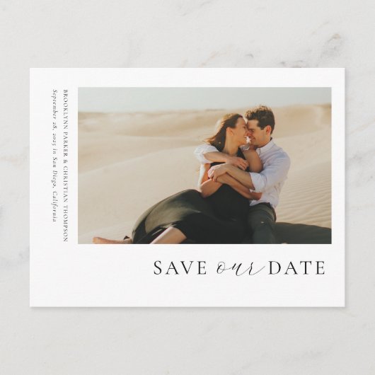 写真モダン日付のポストカードを保存 案内ポストカード (正面)