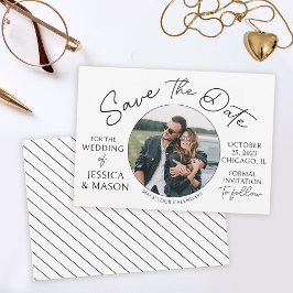 写真モダン日付の保存結婚式招待状 招待状