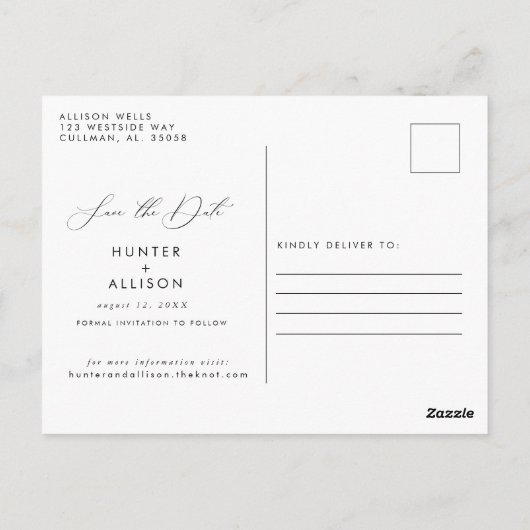 写真モダン日付の保存 ポストカード (裏面)