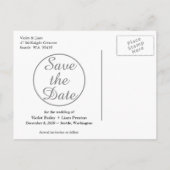 写真モダン日付の保存 – 灰色 案内ポストカード (裏面)