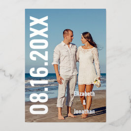 写真モダン日付の保存 箔招待状