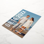 写真モダン日付の保存 箔招待状 (回転した状態)