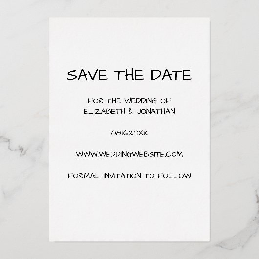 写真モダン日付の保存 箔招待状 (裏面)