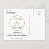 写真モダン日付の保存 – taupe 案内ポストカード (裏面)