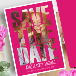 写真モダン日付の保結婚存 招待状