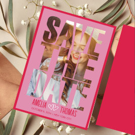 写真モダン日付の保結婚存 招待状