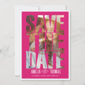 写真モダン日付の保結婚存 招待状 (正面)